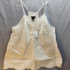 Moda International‎ Lace Accented Tank White Size Large NWT